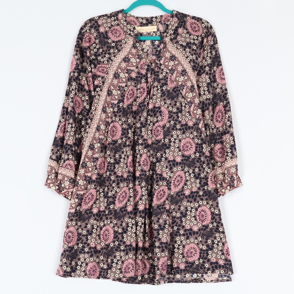 Natalie Martin Floral Mini Dress Womens XS Purple Grey Boho
